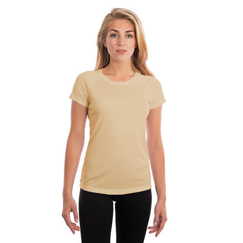 Dámské solární tričko s krátkým rukávem pro sublimaci - bledě žluté