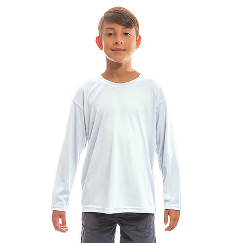 Solární tričko pro mládež s dlouhým rukávem pro sublimaci - bílé