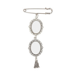 Dvojitá oválná brož - spínací špendlík se střapcem pro sublimaci