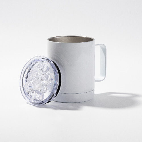 Hrnek na kávu 300 ml pro sublimaci - bílý, víčko s umělým ledem