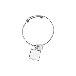 Náramek s kuličkou, křišťálovým srdcem a čtvercovým přívěskem pro sublimaci