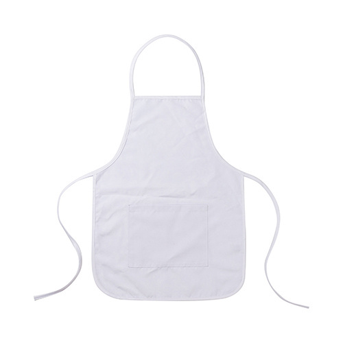 Bílá zástěra s dětskou kapsou pro sublimaci