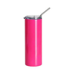 Hrnek 600 ml s brčkem - neonově růžový (pro sublimaci)