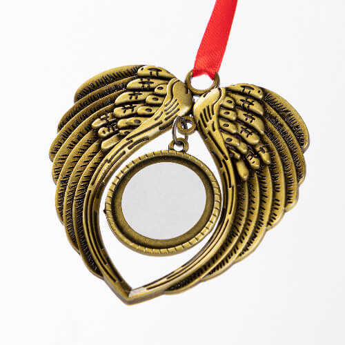 Kovová visačka na vánoční stromek pro sublimaci - zlatá křídla