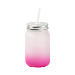 Hrnek Mason Jar 450 ml matný bez ucha pro sublimaci - fialový gradient