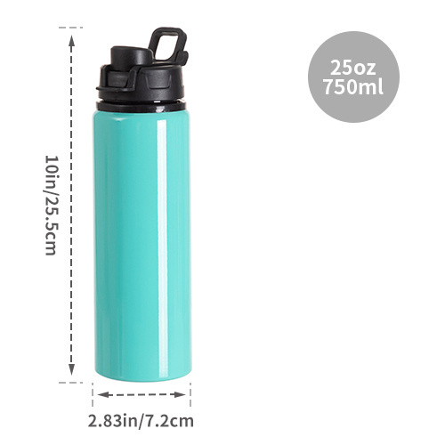 Hliníková láhev na vodu 750 ml s plastovým víčkem a rukojetí pro sublimaci - máta