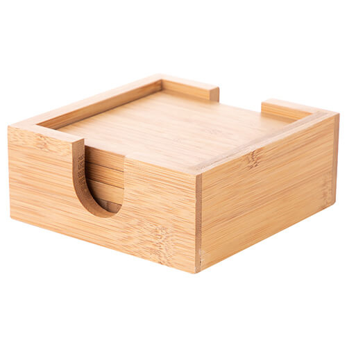 Sada 4 bambusových podtácků pod hrnky pro sublimaci - čtvercový tvar