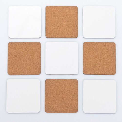 Podložka pod hrnek z tvrdého kartonu a korku pro sublimaci - 9,5 x 9,5 cm