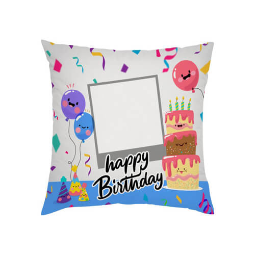 Dvoubarevný saténový povlak na polštář 38 x 38 cm pro sublimaci - Happy Birthday - 1