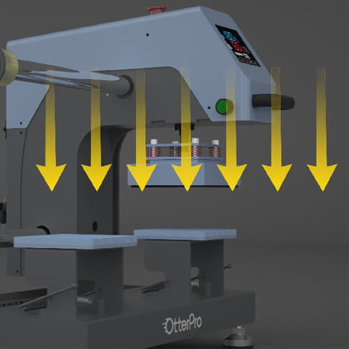 Pneumatický dvoustaniční plochý lis OtterPro Air 15 x 15 cm
