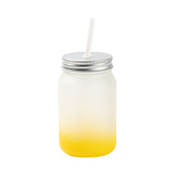 Mason Jar 450ml matný hrnek bez ucha pro sublimaci - žlutý gradient