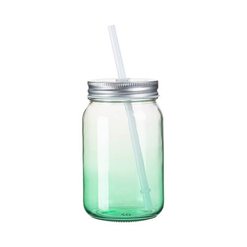 Skleněný hrnek Mason Jar 450 ml bez ucha pro sublimaci - zelený gradient