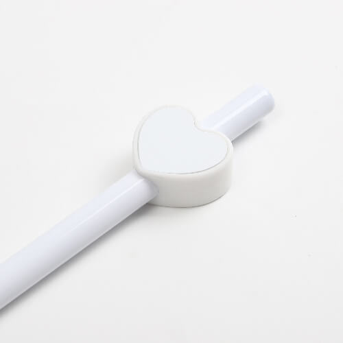 Silikonové víčko na brčko Ø 0,8 / 1 cm pro sublimaci - bílé srdce