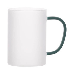 Hrnek 360 ml matné sklo se zeleným uchem pro sublimaci