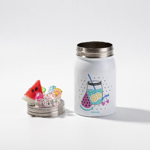 Hrnek Mason Jar 500 ml s brčkem pro sublimaci - bílý, umělý led a meloun