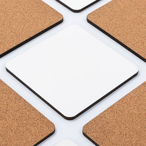 Podložka pod hrnek z tvrdého kartonu a korku pro sublimaci - 9,5 x 9,5 cm