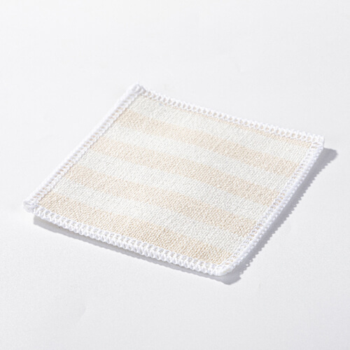 Lněná podložka pod hrnek 10 x 10 cm krémová se žlutými pruhy pro sublimaci