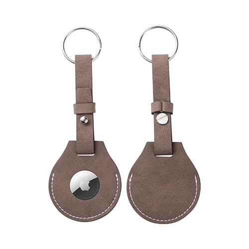 Kožená klíčenka s řemínkem / pouzdro AirTag pro sublimaci - šedá