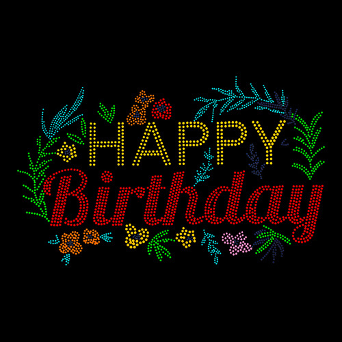 Velký zirkonový plech pro termotransfer - Happy Birthday