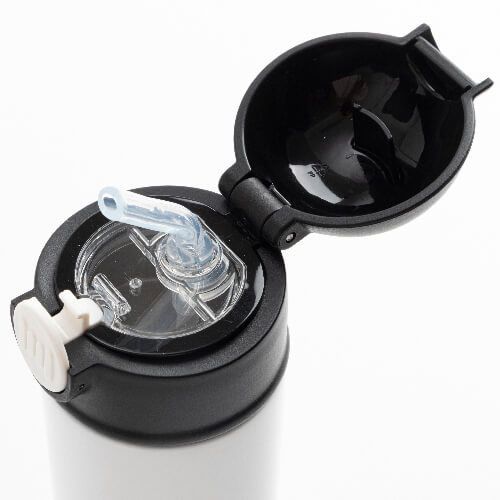 Bidon - 360 ml dětská láhev pro sublimaci - bílá s černým uzávěrem