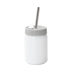 Cestovní ocelový hrnek 480 ml s šedým silikonovým víčkem pro sublimaci