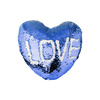 Povlak na polštář ve tvaru srdce 39 x 44 cm s dvoubarevnými flitry pro sublimaci - modrý