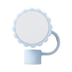 Silikonové víčko na brčko Ø 0,8 cm pro sublimaci - modrá květina