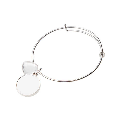 Náramek s křišťálovým srdcem a kulatým přívěskem pro sublimaci