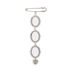 Trojitá oválná brož - spínací špendlík s přívěskem ve tvaru srdce pro sublimaci