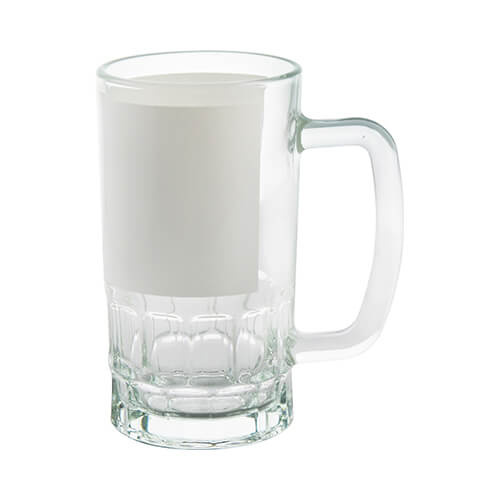 600 ml skleněný tankard s bílým rámem pro sublimaci