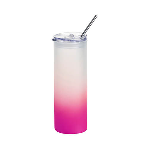 750 ml matný hrnek s plastovým víčkem a brčkem pro sublimaci - fialový gradient
