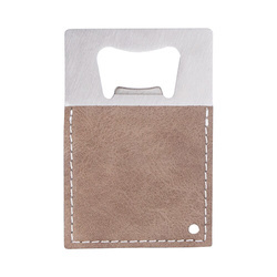 Otvírák na lahve 5,5 x 8,5 cm z oceli a kůže pro sublimaci - šedý