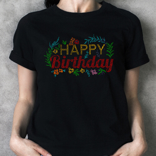 Velký zirkonový plech pro termotransfer - Happy Birthday