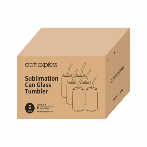 Sada 6 matných sklenic o objemu 400 ml s brčkem a bambusovým víčkem pro sublimaci