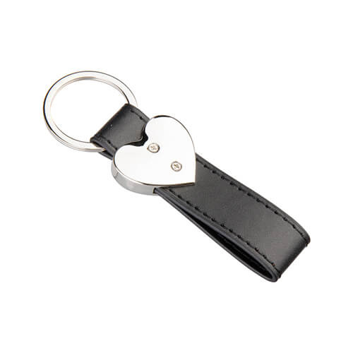 Sublimační klíčenka z kůže a kovu - srdce - černá