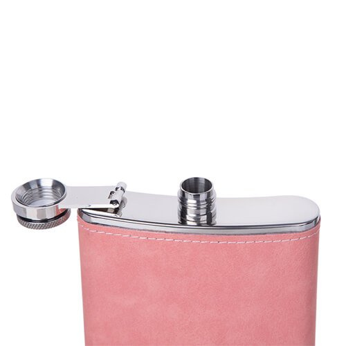 240ml kovová likérka (placatka) s růžovým koženým potahem pro sublimaci