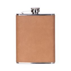 240ml kovová likérka (placatka) s hnědým koženým potahem pro sublimaci