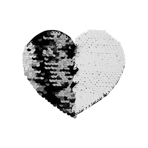 Dvoubarevné flitry pro sublimaci a textilní aplikace - černé srdce 12 x 10,5 cm