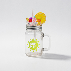 Skleněný hrnek Mason Jar pro sublimaci - umělý led a citron