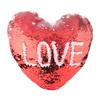Povlak na polštář ve tvaru srdce 39 x 44 cm s dvoubarevnými flitry pro sublimaci - červený
