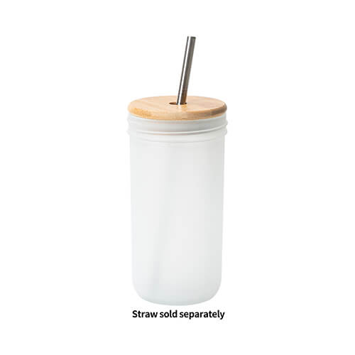 Skleněný hrnek Mason Jar 650 ml s bambusovým uzávěrem pro sublimaci