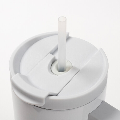 Hrnek 1200 ml s brčkem a světle šedým uchem pro sublimaci - bílý