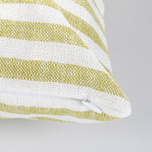 Plátěný povlak na polštář 40 x 40 cm pro sublimaci - krémový se světle zelenými pruhy