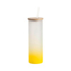 600 ml matný hrnek s bambusovým víčkem a brčkem pro sublimaci - žlutý gradient