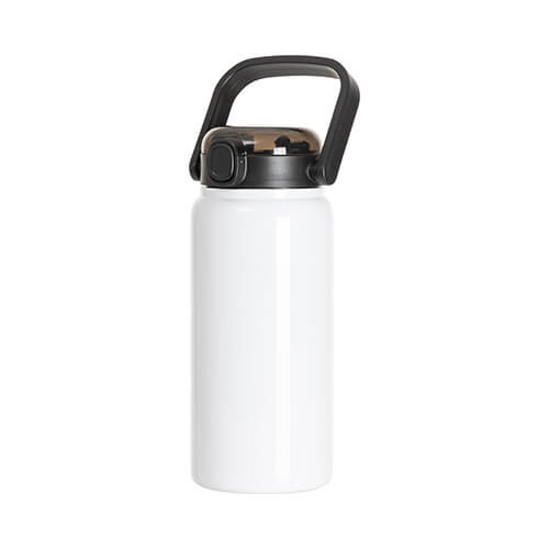 Nerezová cestovní láhev o objemu 1250 ml se sublimačním držadlem - bílá