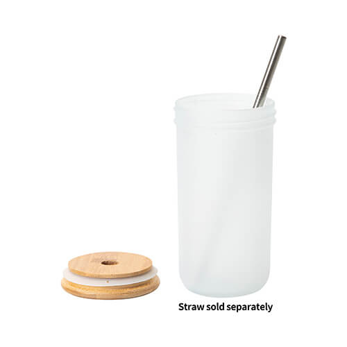 Skleněný hrnek Mason Jar 650 ml s bambusovým uzávěrem pro sublimaci