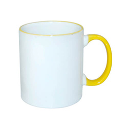 Hrnek 330 ml se žlutým lemem a uchem (JS Coating pro sublimaci)