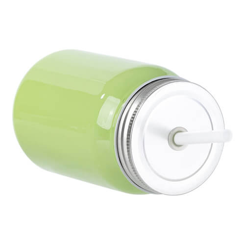 Skleněný hrnek Mason Jar Full Color 450 ml bez očka pro sublimaci - zelený