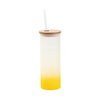 500 ml matný hrnek s bambusovým víčkem a brčkem pro sublimaci - žlutý gradient