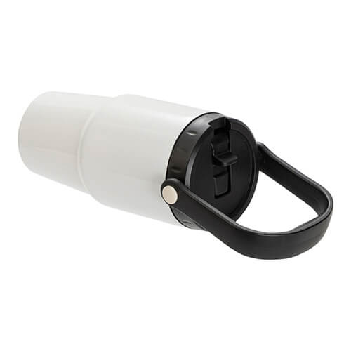 Nerezový cestovní hrnek 600 ml s víčkem a brčkem pro sublimaci - bílý